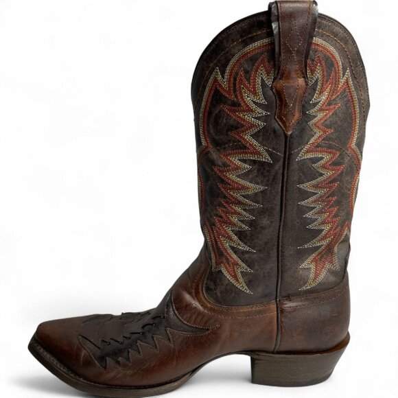 Ariat Brown Leather Western Cowboy Biker Boots Men's 10.5 EE Wide - Picture 5 of 12